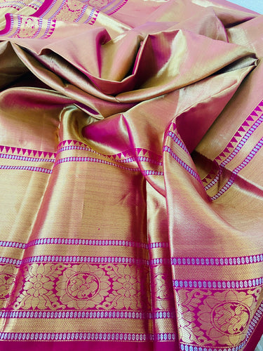 Kanchipuram/Kanchivaram handloom pure tissue silk saree | double shade | Silk Mark | Ships from California